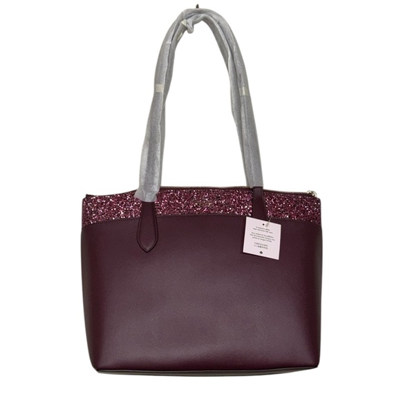 Kate Spade Flash Glitter Large Leather Tote in Cherrywood NWT - Picture 4 of 4